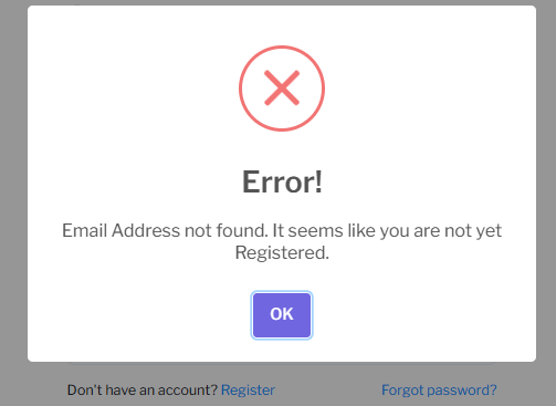 Email Not Found