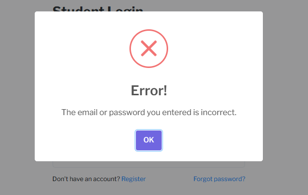 Incorrect Password image